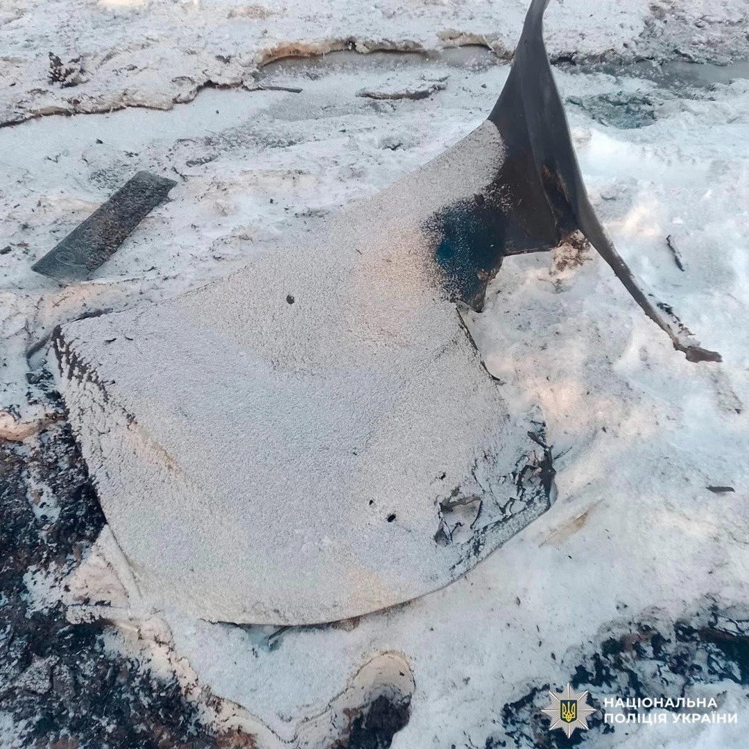 Police vehicle destroyed by a Russian strike.