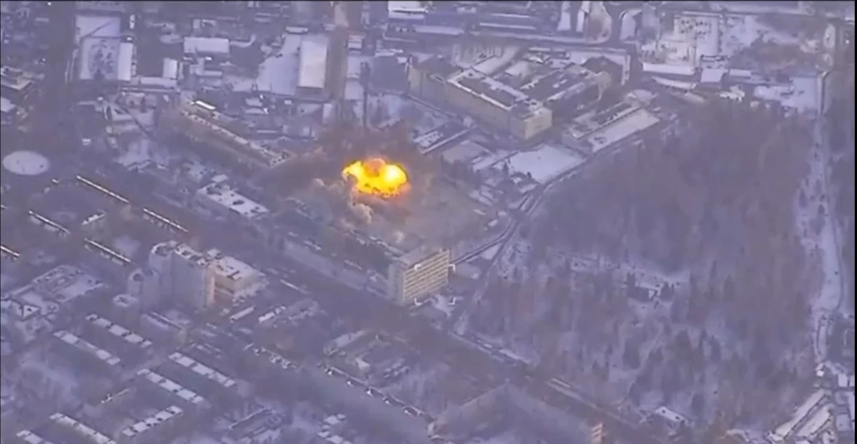 The Kremniy El, a Russian defence industrial base plant, being hit