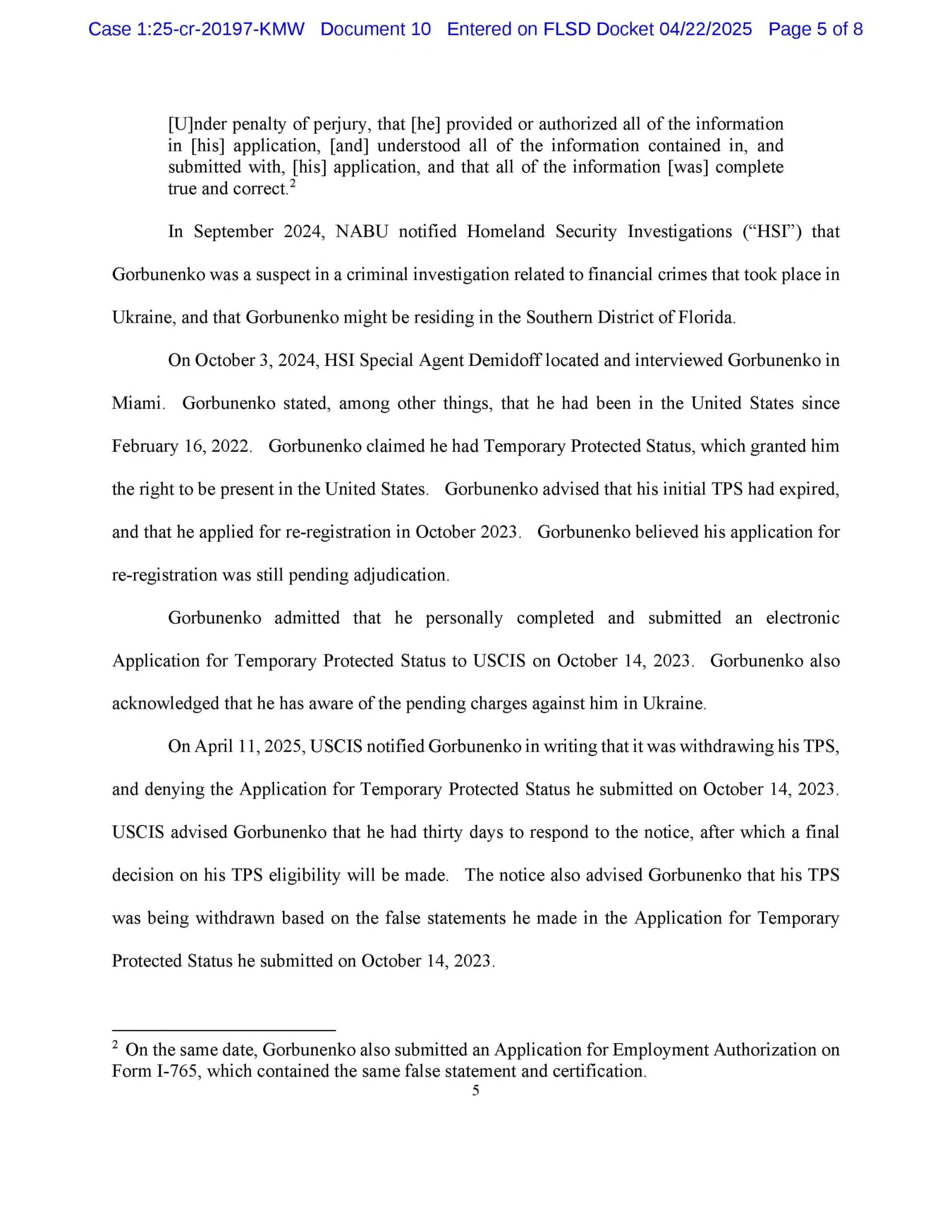 Factual Proffer, Александр Горбуненко