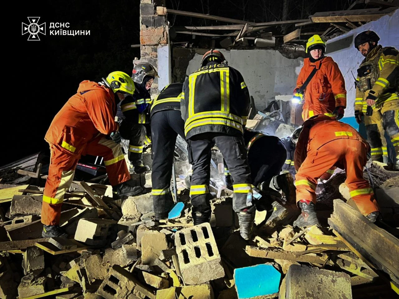 Rescue workers operating at the scene