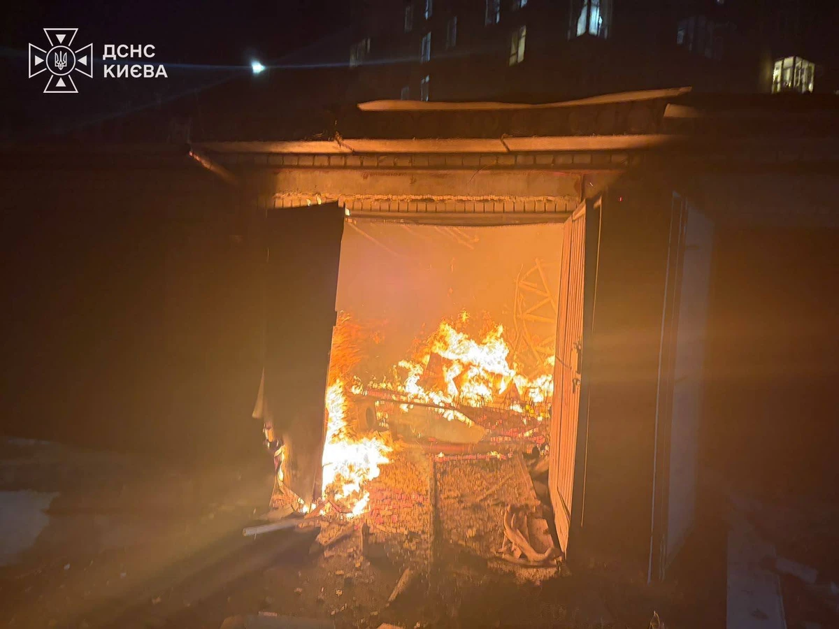 A garage on fire