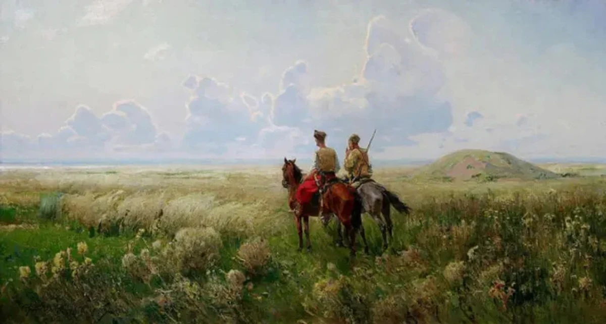 Cossacks in the steppe by Serhii Vasylkivskyi