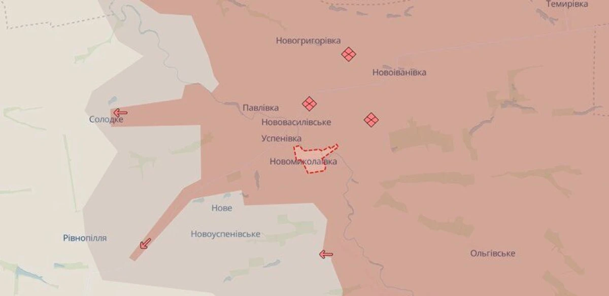 Новомиколаївка на мапі DeepState