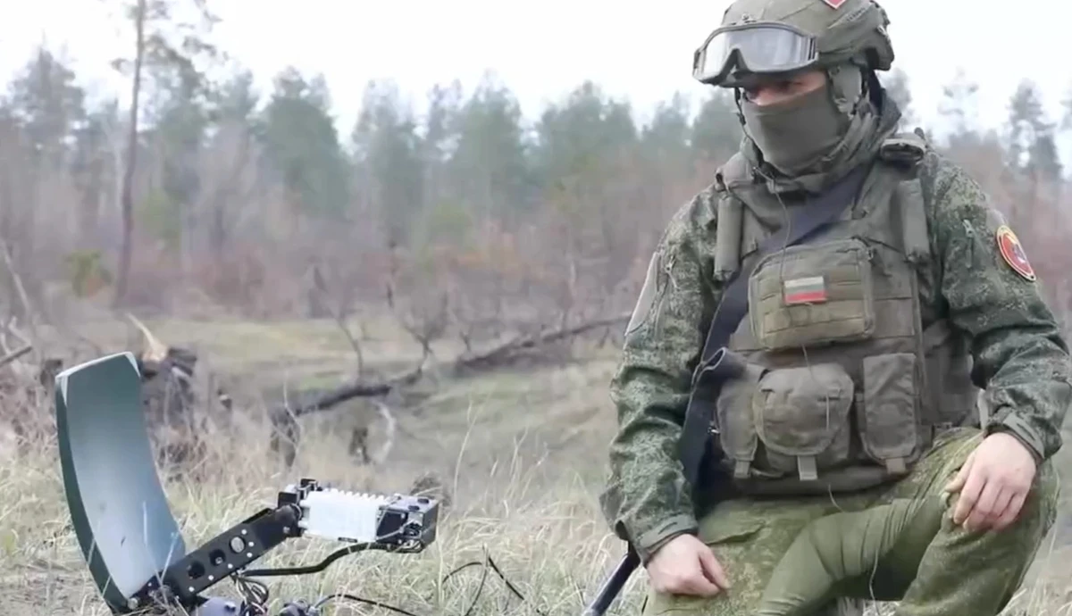 A Russian near a Spirit-030 terminal