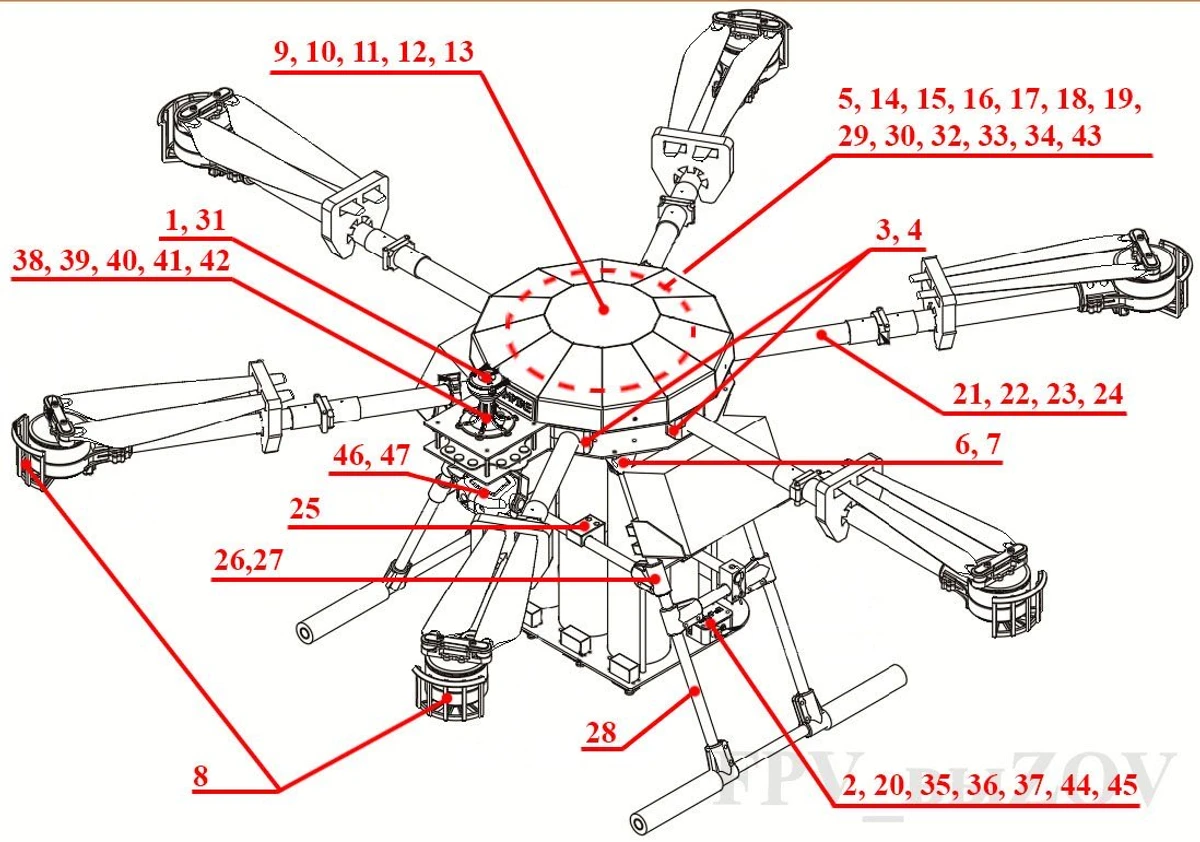 A list of 3D-printed Ukrainian Vampire drone parts used by Russians