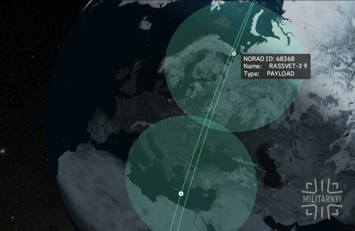 Coverage of Rassvet satellites over Ukraine as of 31 July 2026