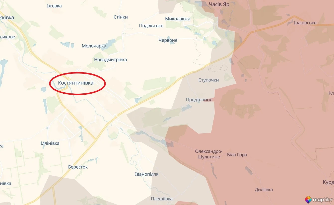 Ситуація біля Костінтинівки на мапі DeepState