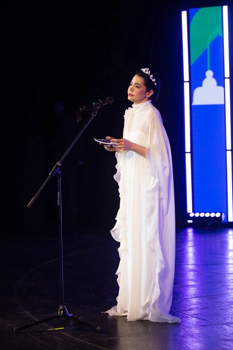 Sevğil in a stunning dress by Malva Florea