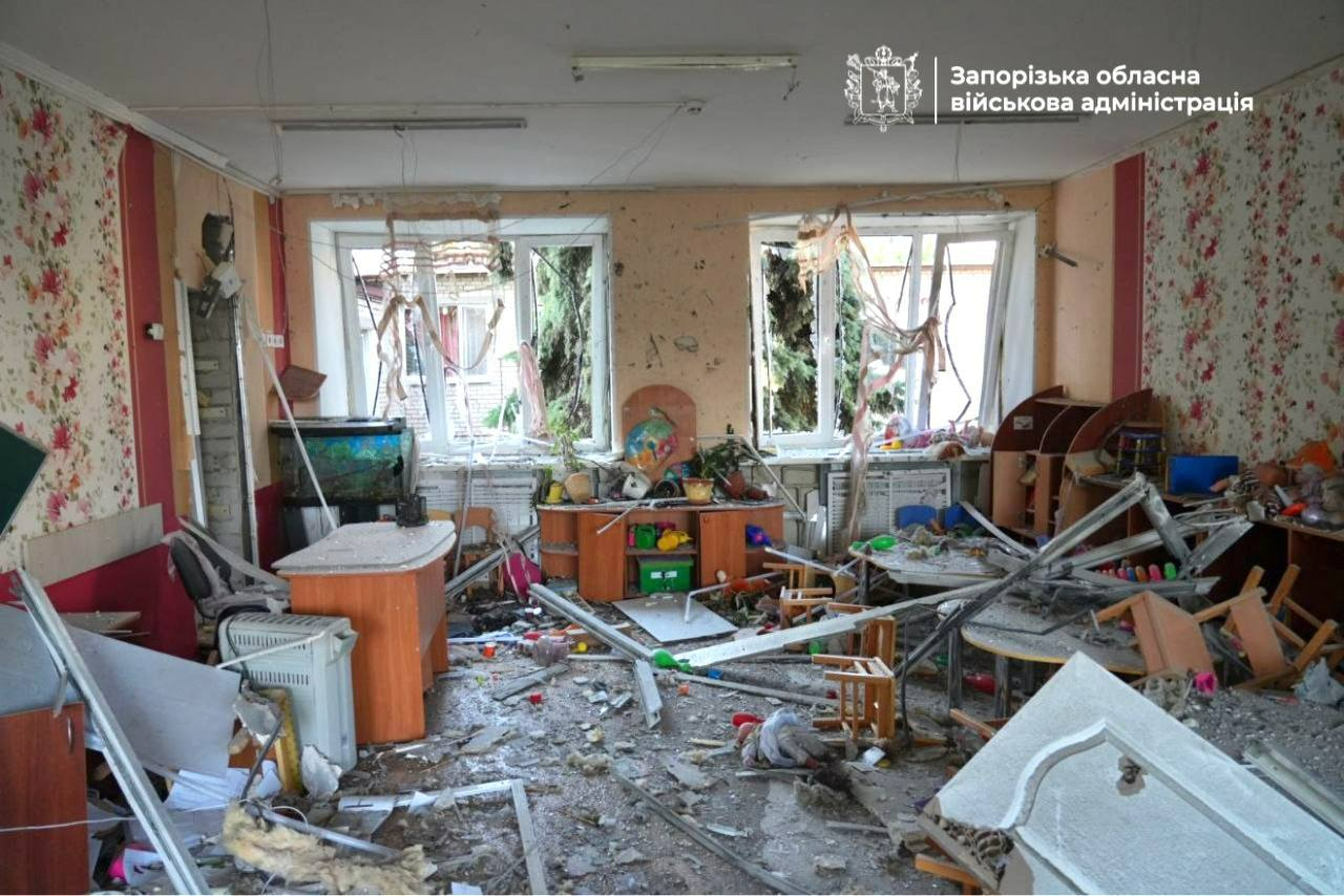 One person killed, kindergarten damaged as Russian forces strike