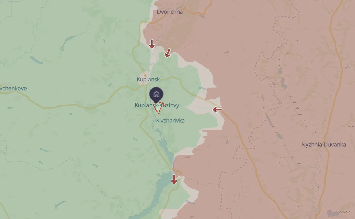 On the DeepState map, it is clearly visible that Kupiansk-Vuzlovyi is far even from the grey zone.