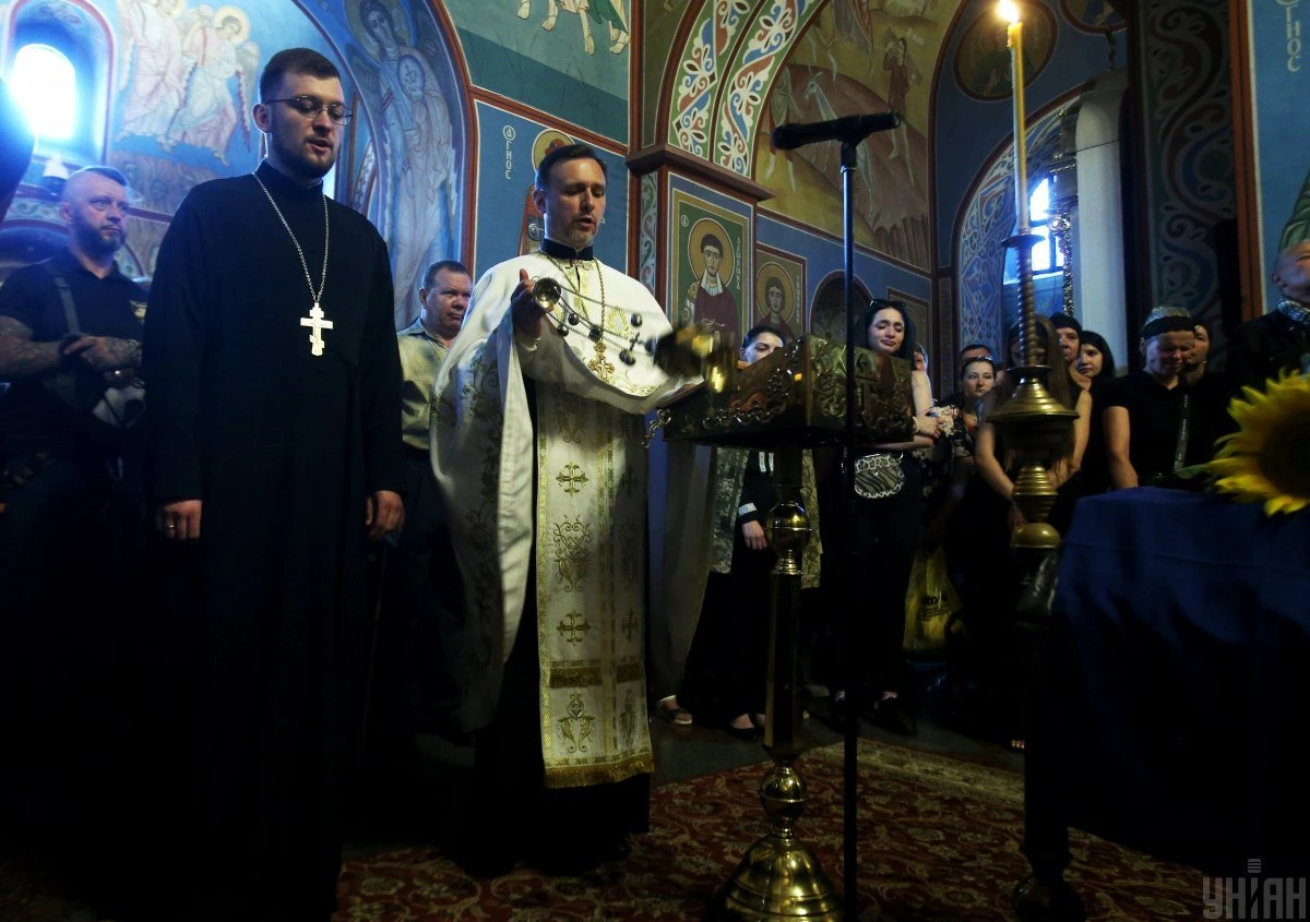 Прощання з військовослужбовцем Карімом Гуламовим у Михайлівському соборі. Київ, 21 липня 2022 року