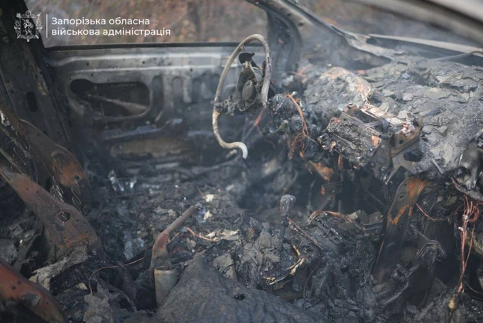 A burnt out car