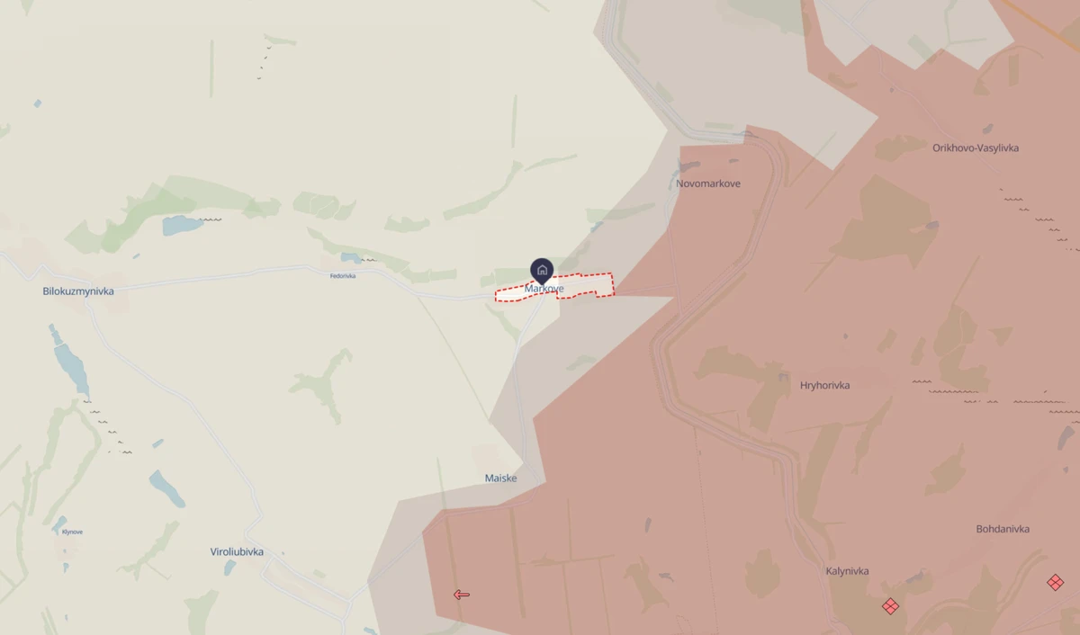 The village of Markove on the map.