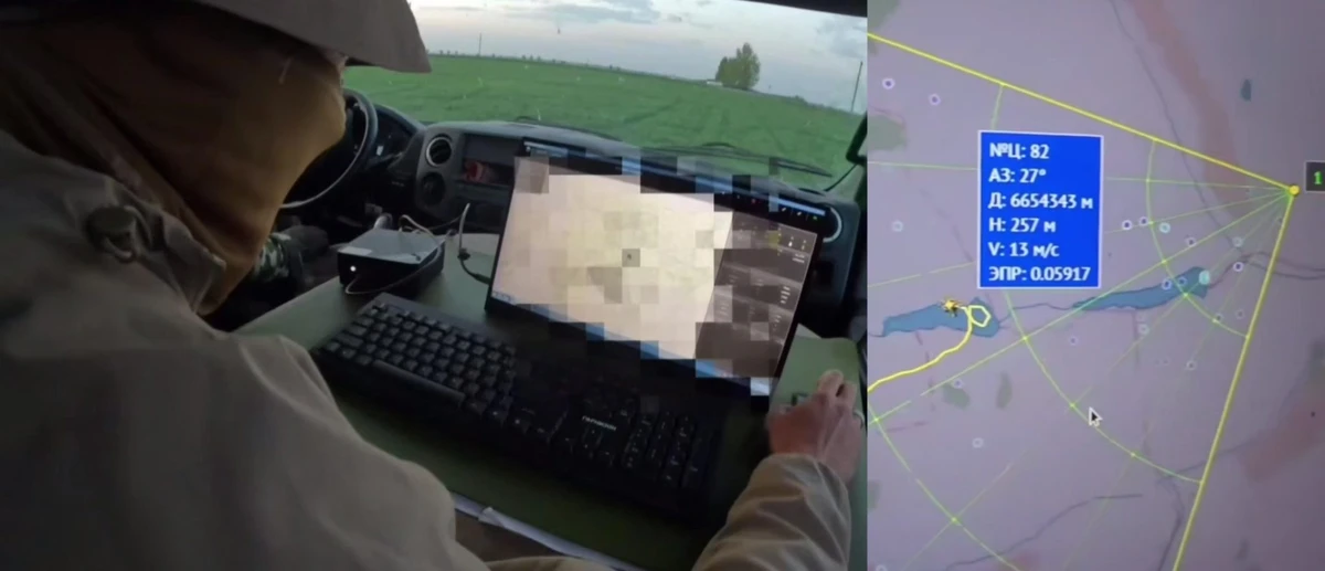 A radar operator coordinating the operation of Russian mobile fire groups