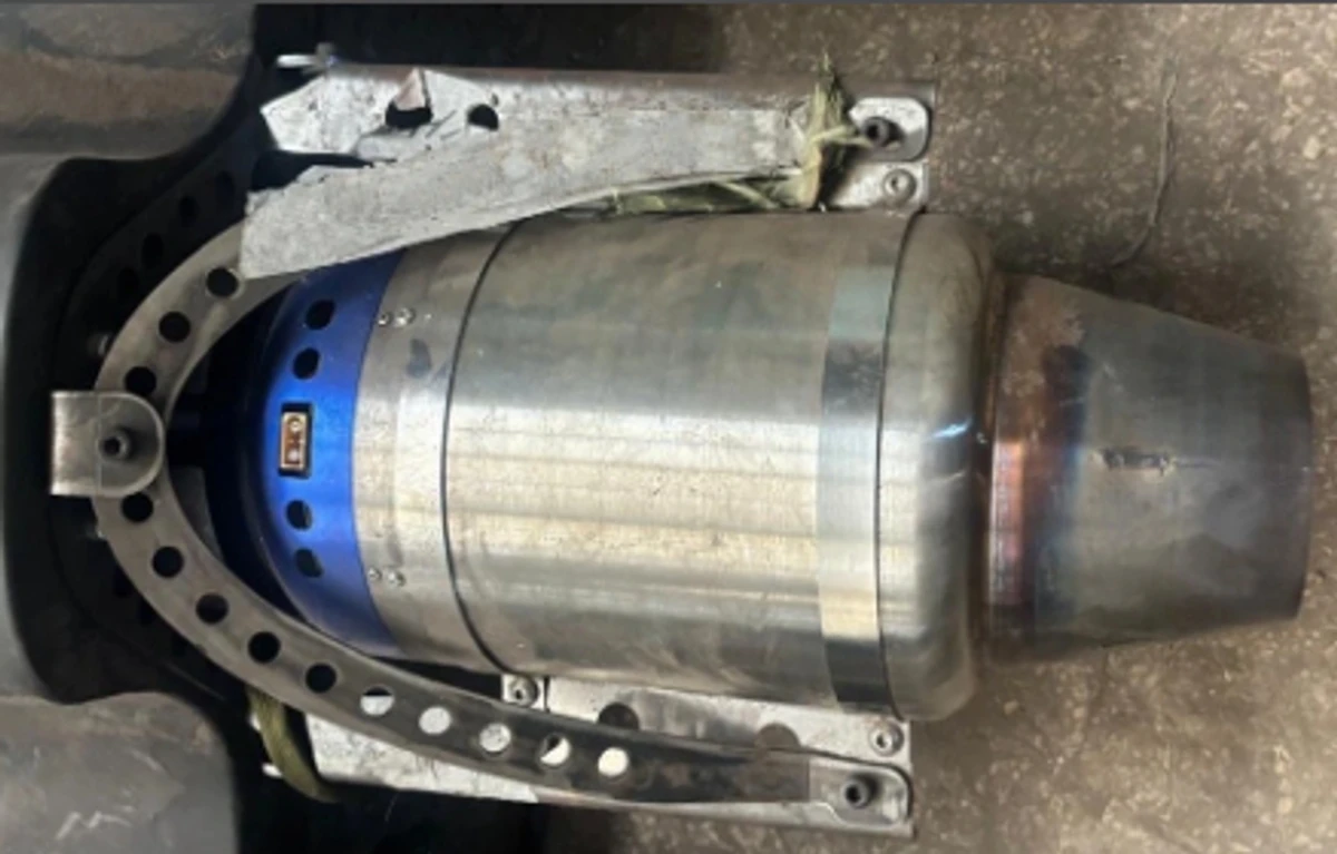 A Chinese Telefly JT80 turbojet engine used in Russian Geran-3 attack drones
