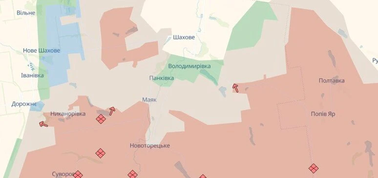 Владимировка на карте DeepState Скрыншот