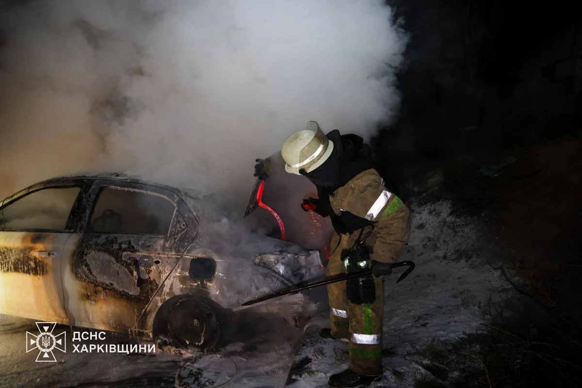 A firefighter extinguishing a fire.