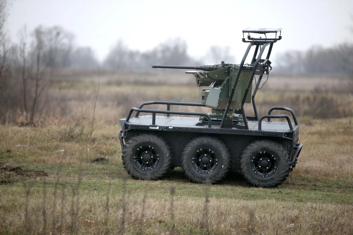 The Ratel H ground robotic system fitted with a combat turret