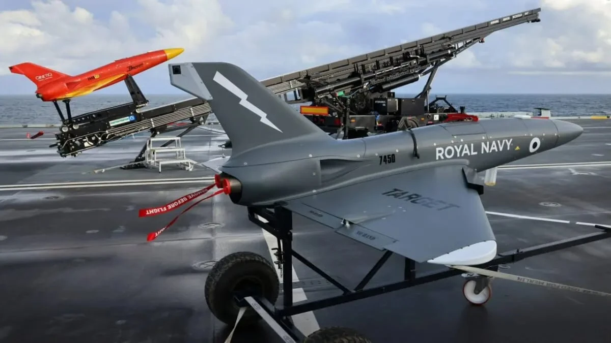 A UK-made Banshee Jet 80 drone. Stock photo