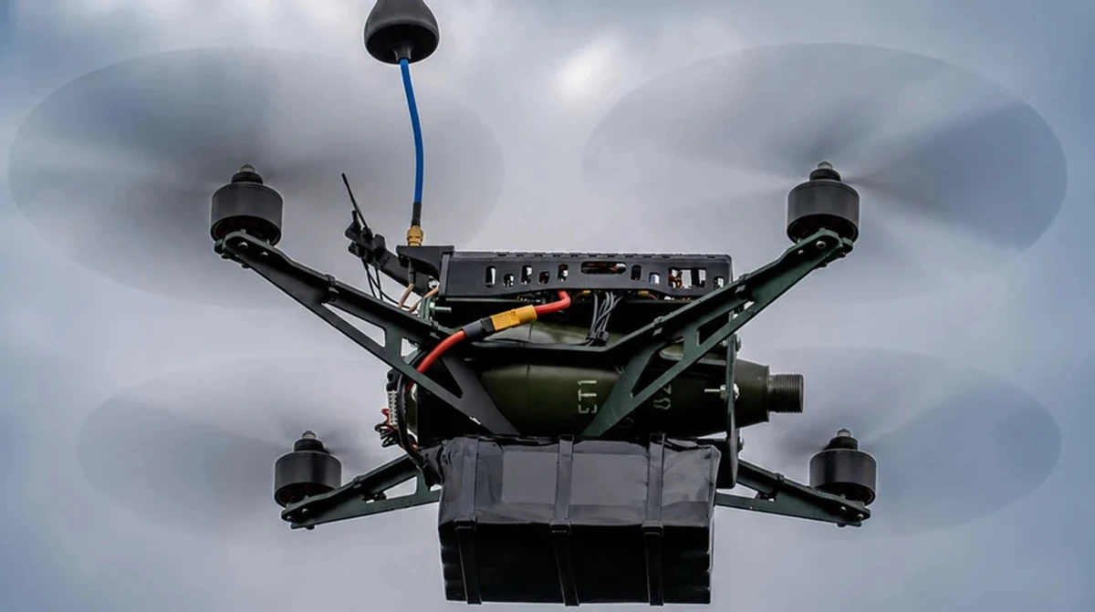 Another drone from Ukrainian Armor, the UB82D, equipped with an integrated 82mm mortar round