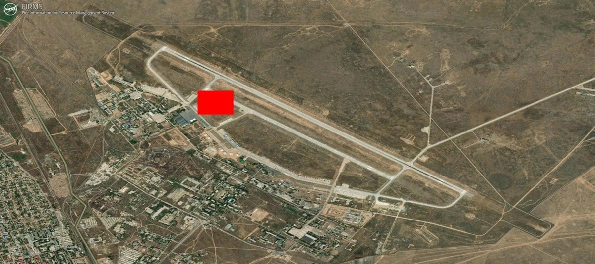 Potential fire site at the airfield in Akhtubinsk, Russia