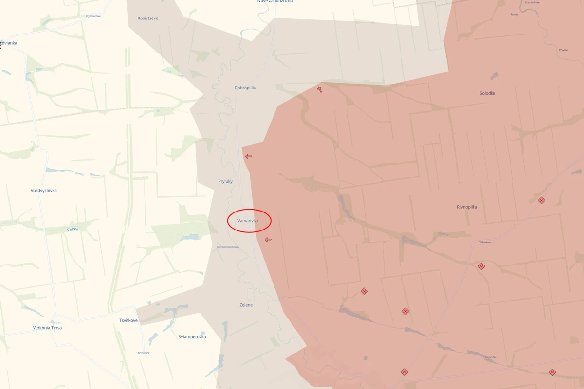 Russian advances near Varvarivka.