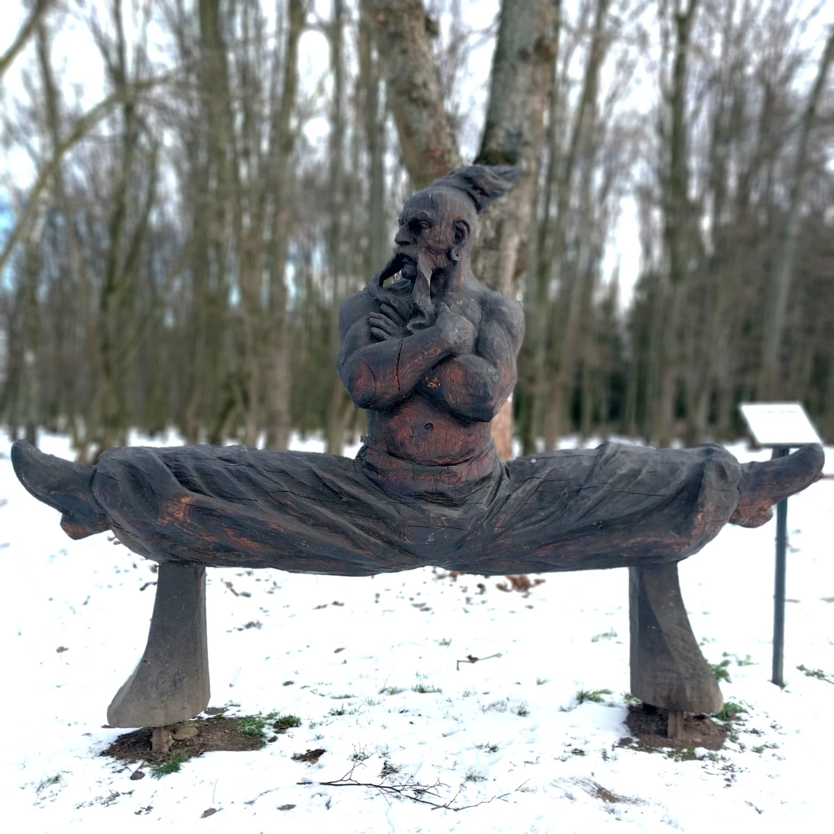 Одна з мистецьких робіт на парковій алеї. Після повномасштабного вторгнення у Бурштині пройшов міжнародний фестиваль дерев'яних скульптур