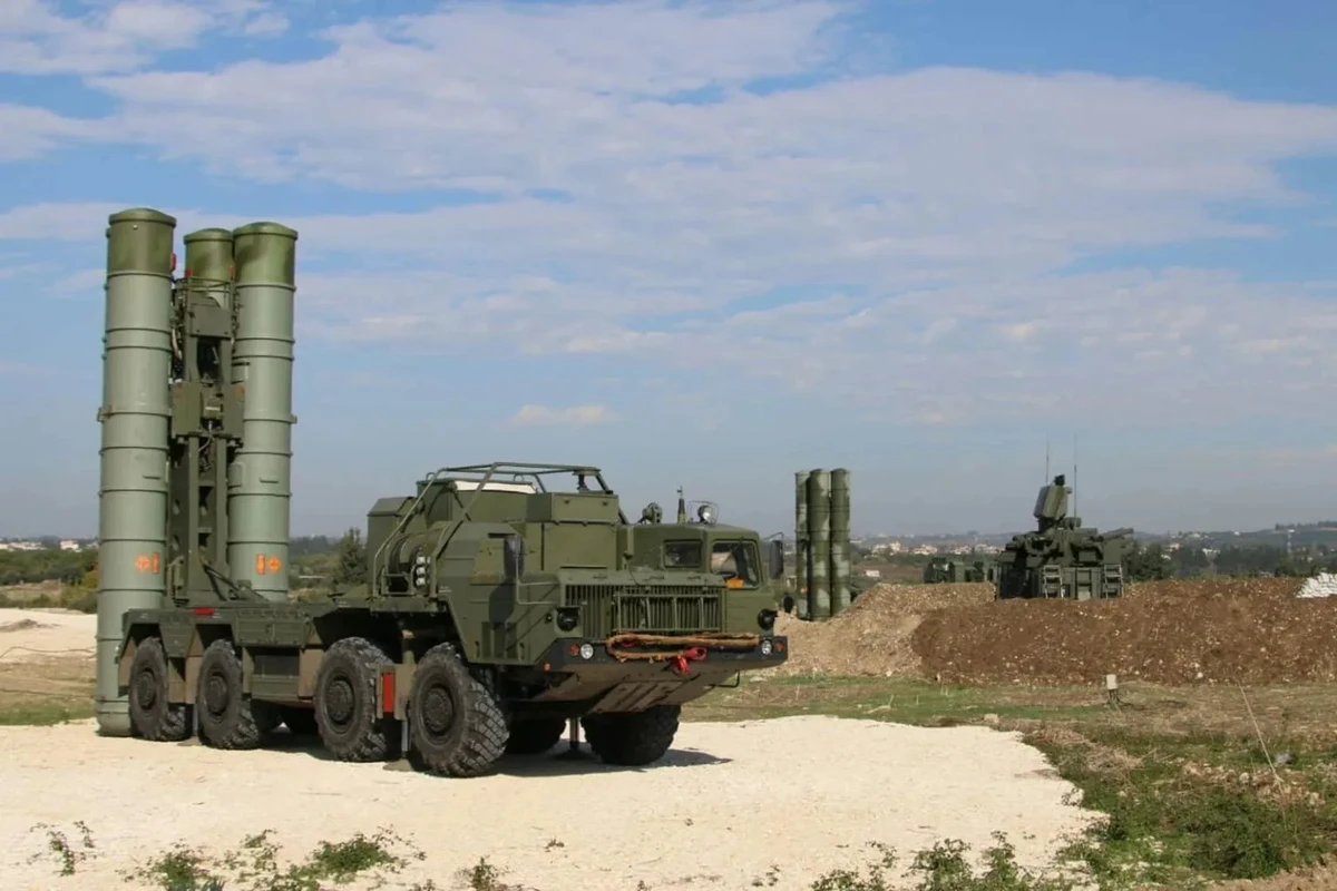 Launchers for a Russian S-400 system on combat duty