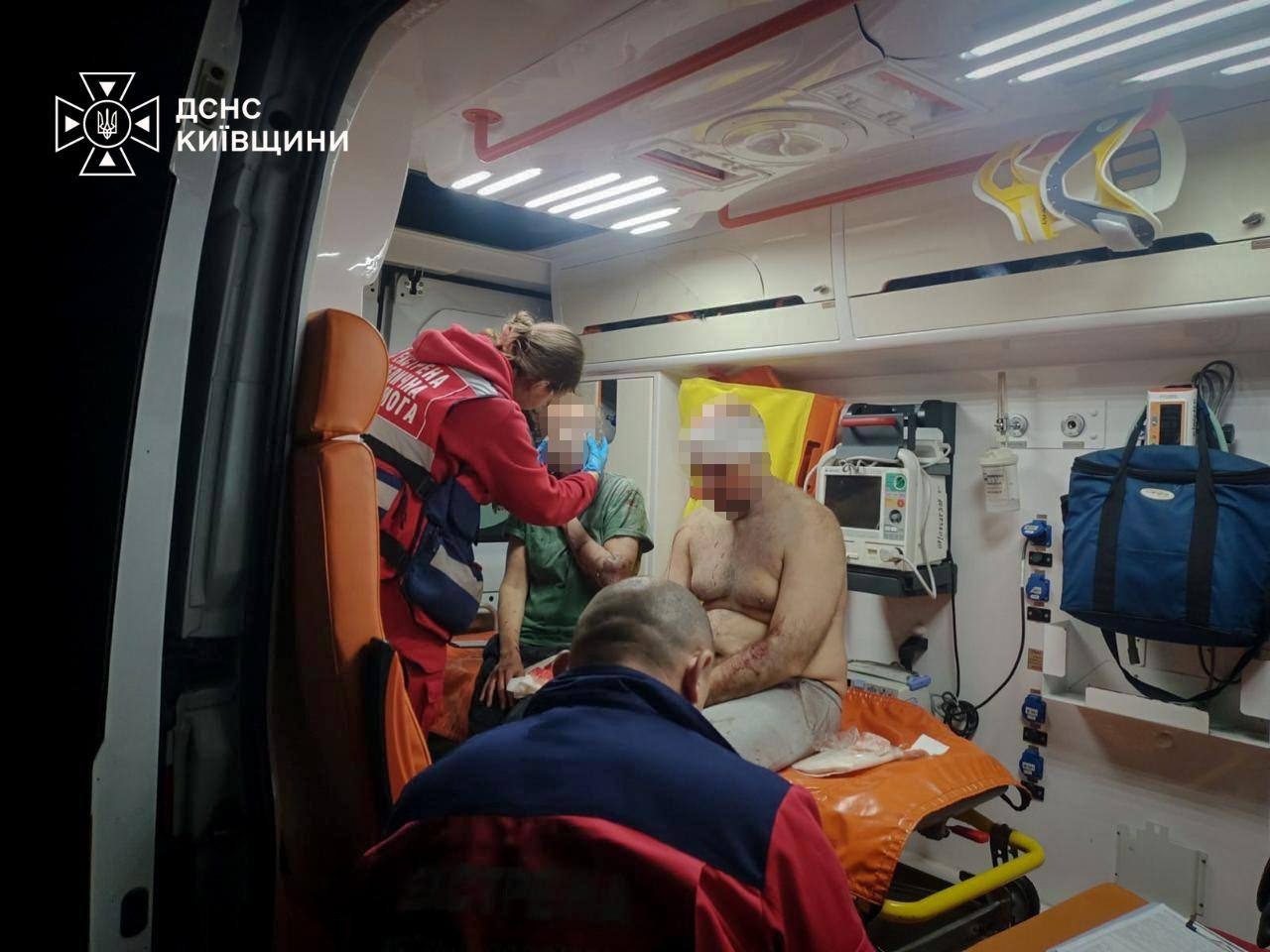 People injured in the attack Photo: State Emergency Service of Ukraine in Kyiv Oblast