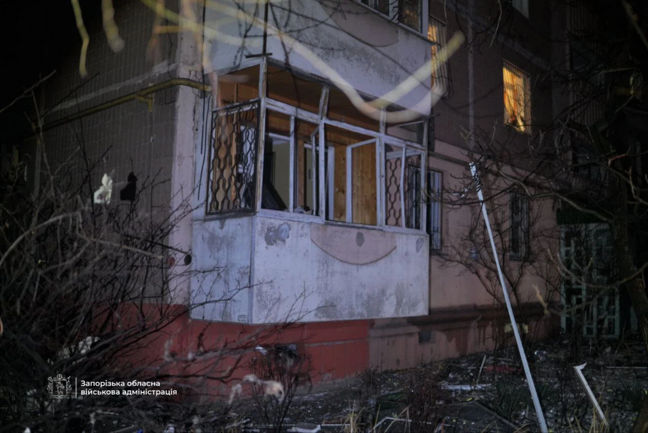 A balcony damaged in the Russian attack