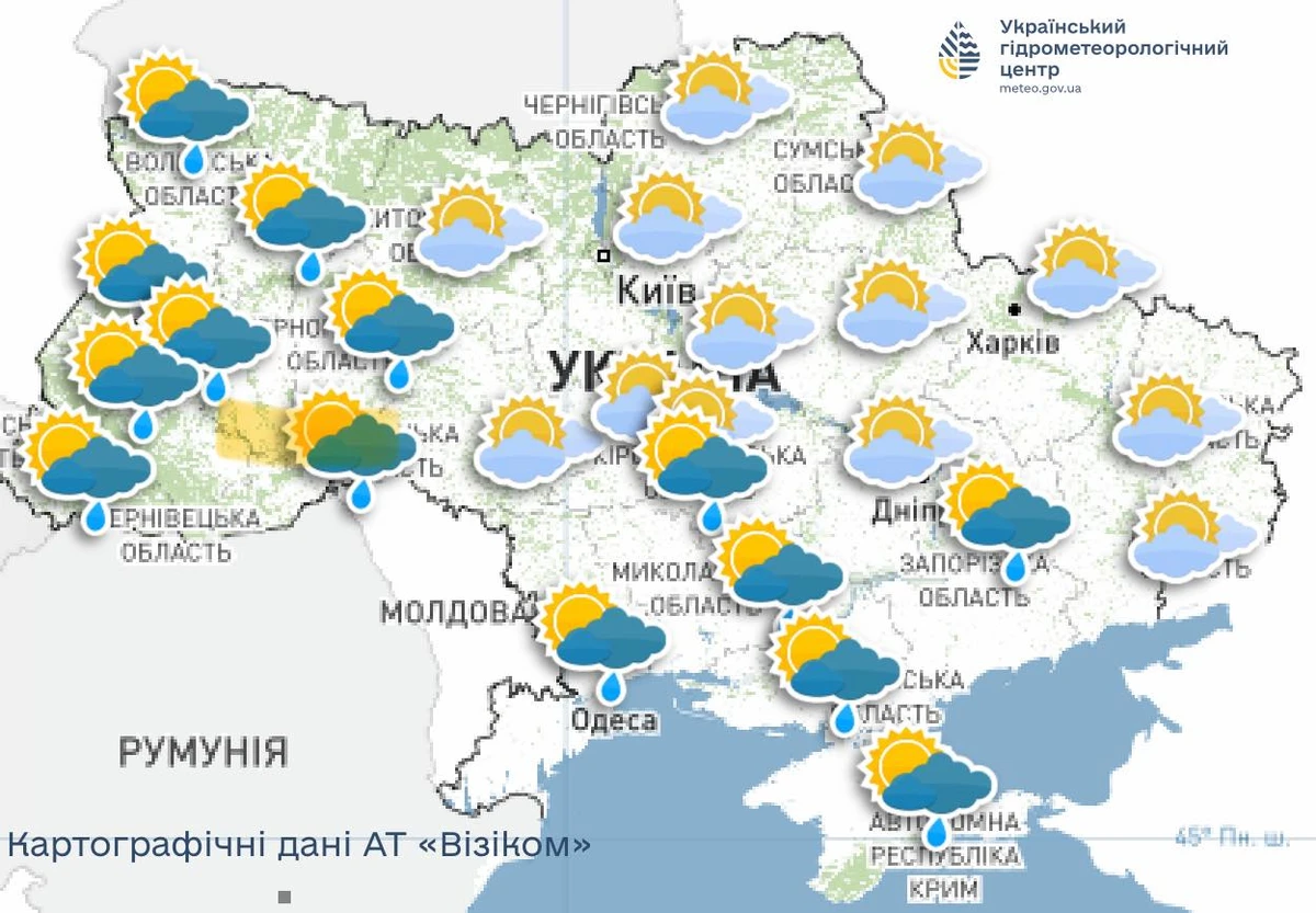 погода на 12 жовтня, карта: Укргідрометцентр