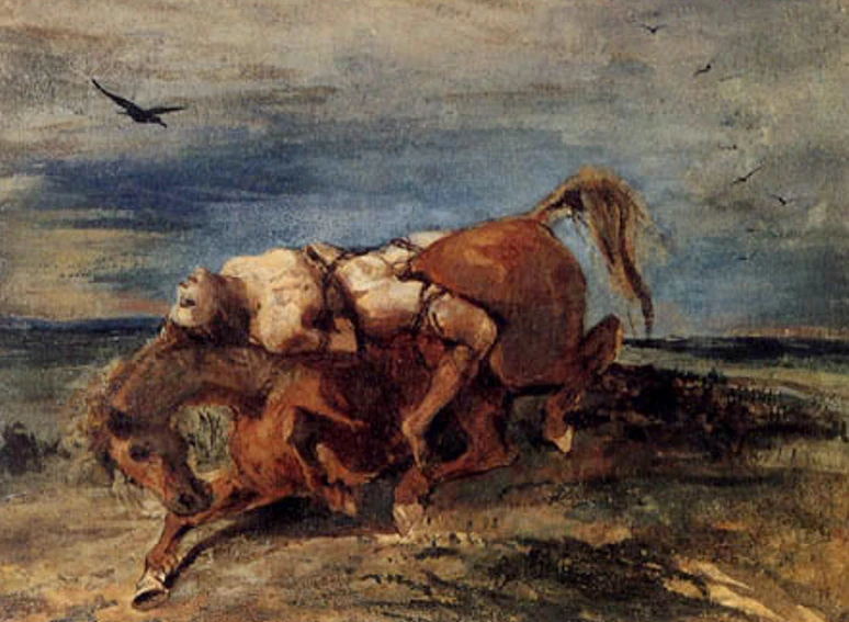 Картина француза Ежена Делакруа Покарання Мазепи на коні, 1828 рік