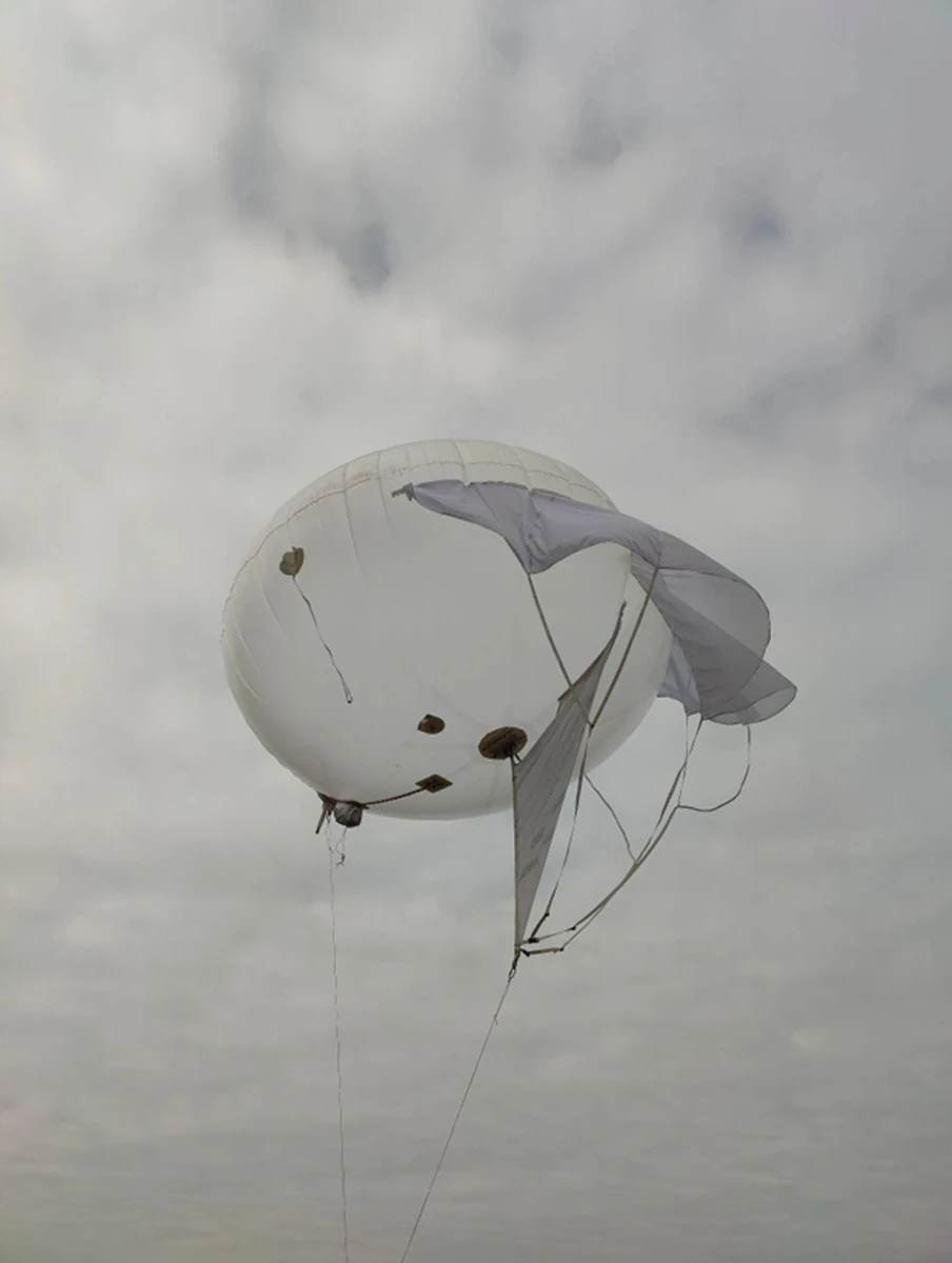 An Aerobavovna aerostat deployed in the air