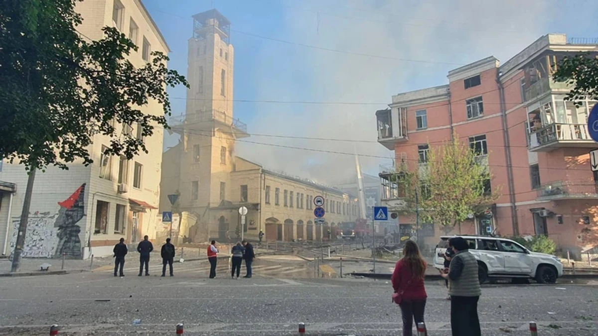 Aftermaths of the attack on Podilskyi district