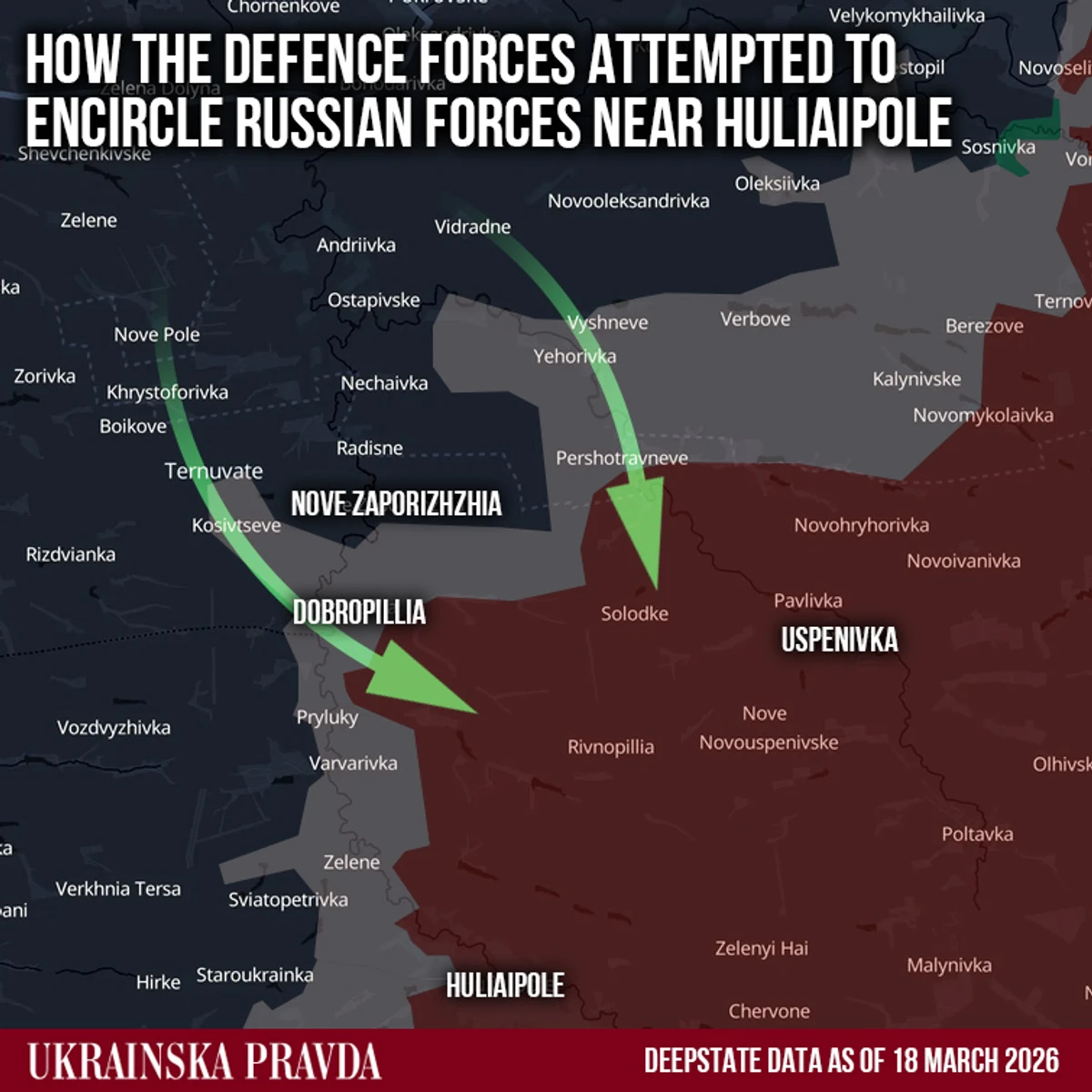 How the defence forces attempted to encircle Russian forces near Huliaipole