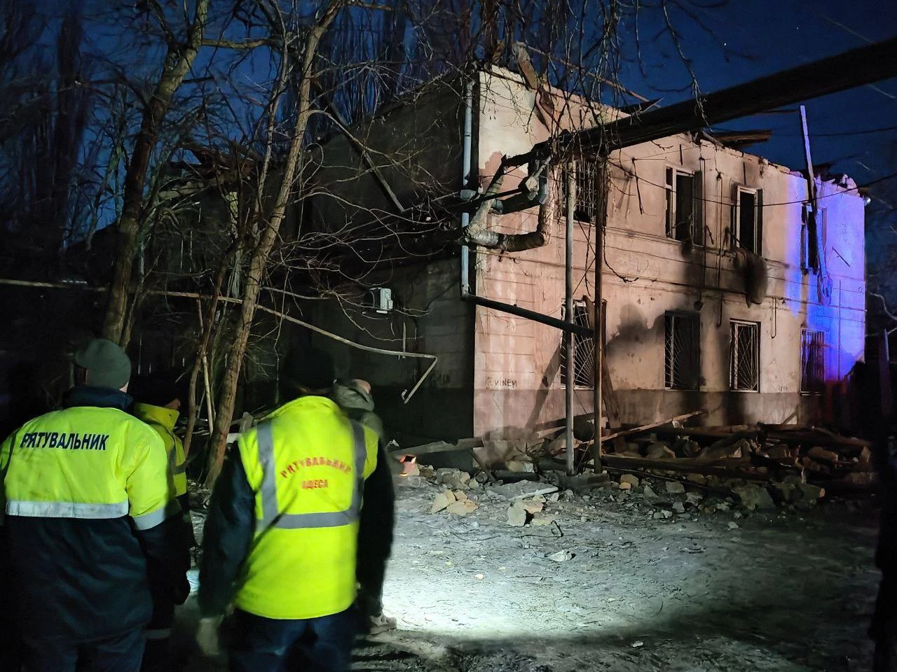 Emergency workers at the scene.