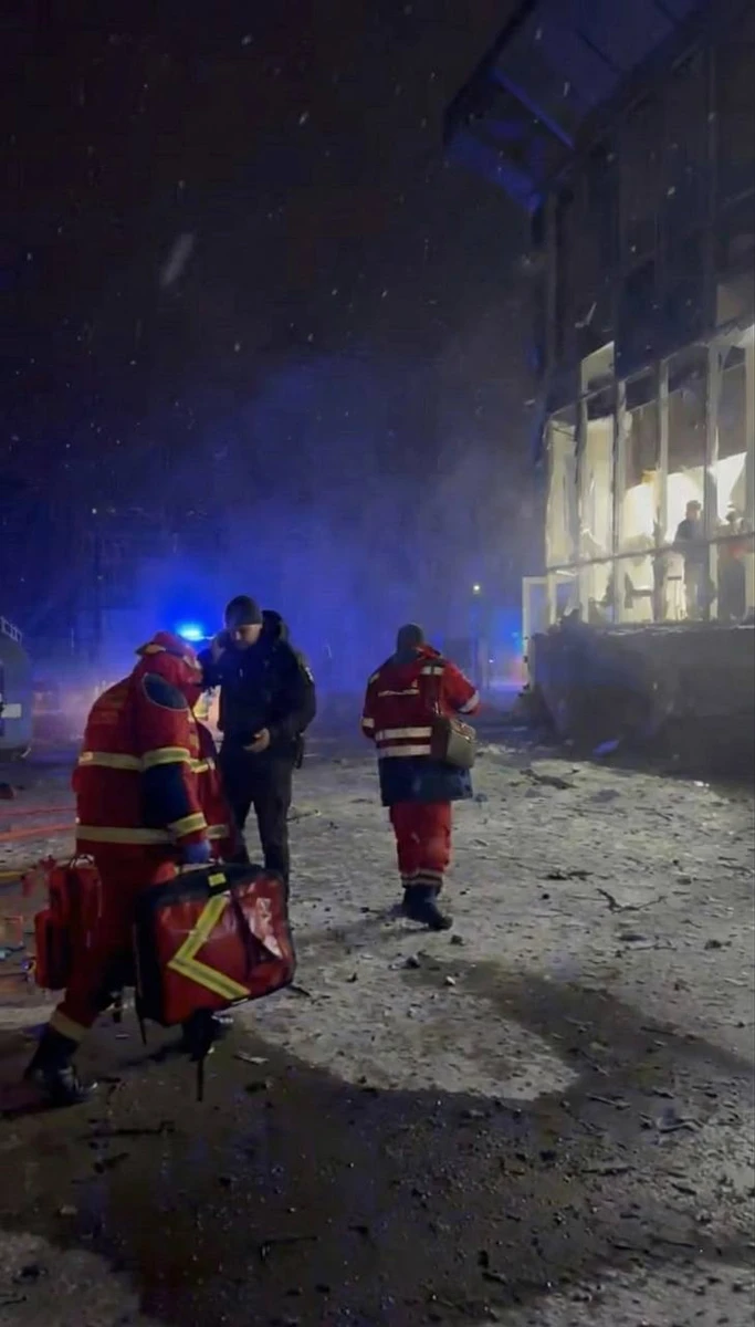 Emergency services working at the scene