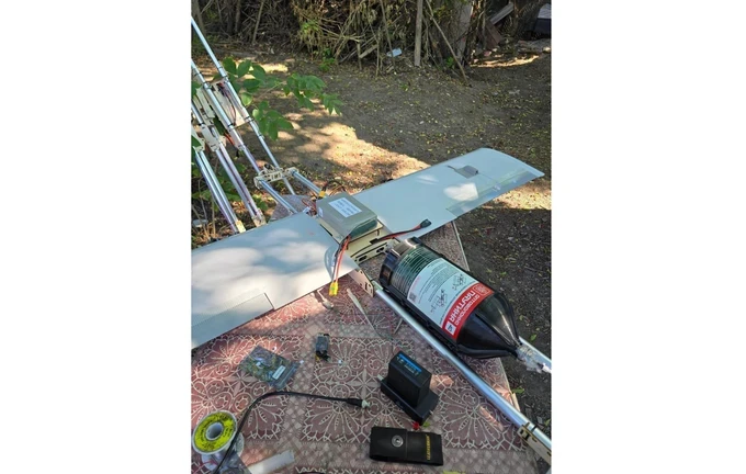 A Russian Molniya UAV equipped with a fibre-optic control channel.