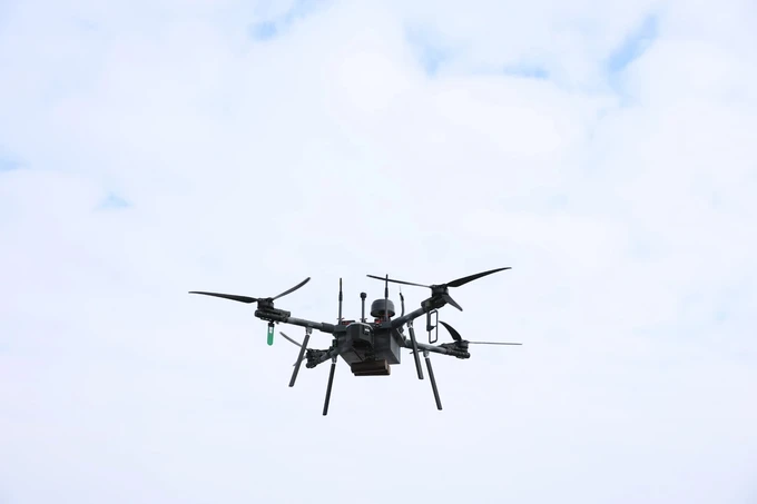 A heavy UAV during a test flight