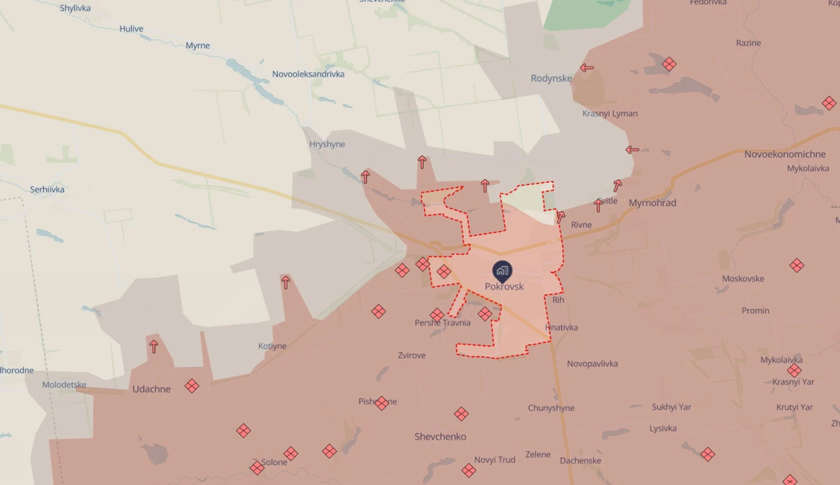 The situation in Pokrovsk as of 21 February.