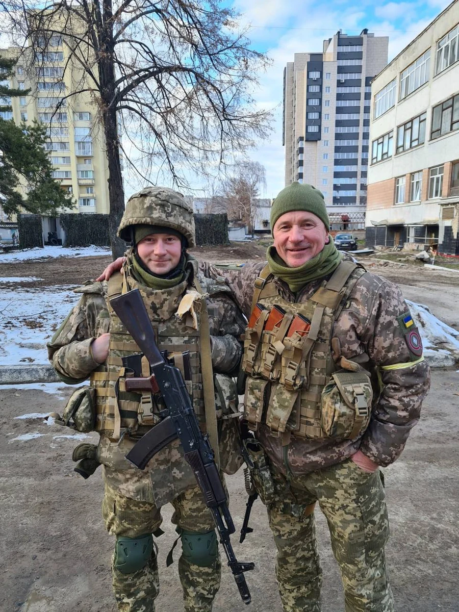 Volodymyr with his son.