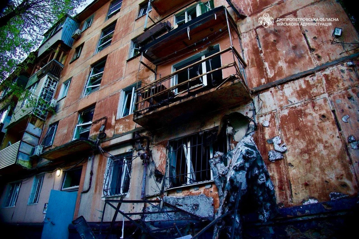 A damaged building