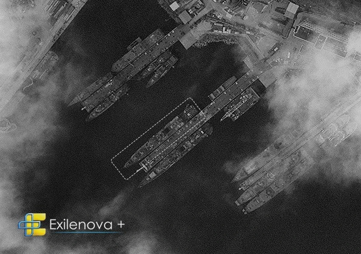 The Admiral Essen frigate in a Novorossiysk port following the Ukrainian strike on 9 September