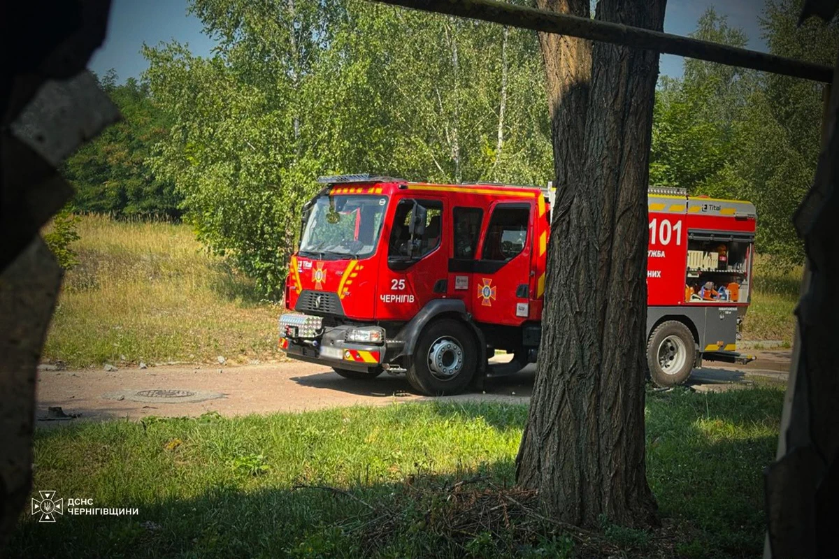 Firefighters dealing with the aftermath of the Russian attack
