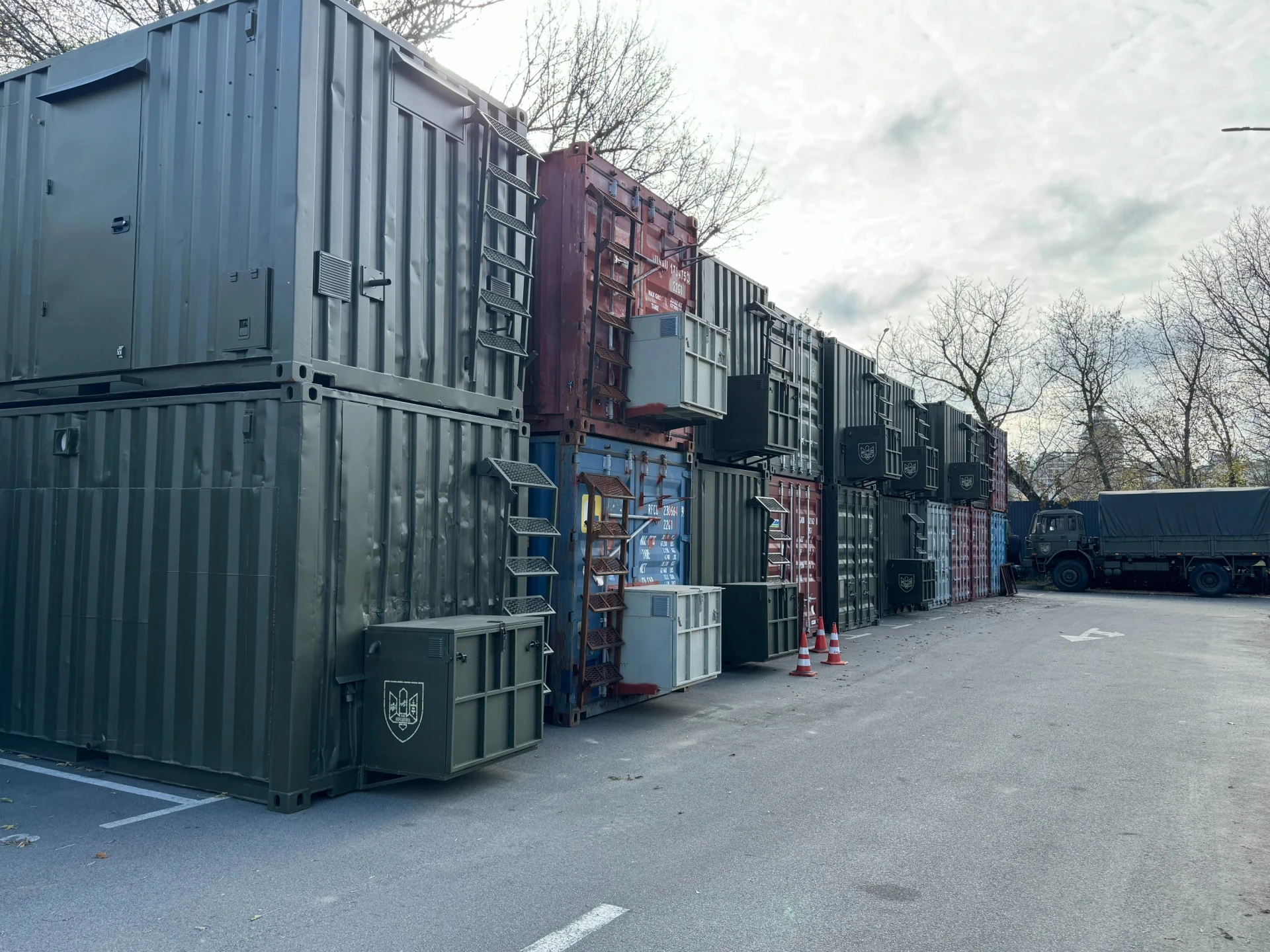 A container warehouse at the Sprava Hromad site.