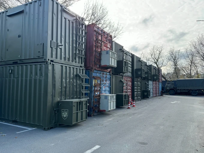 A container warehouse at the Sprava Hromad site.