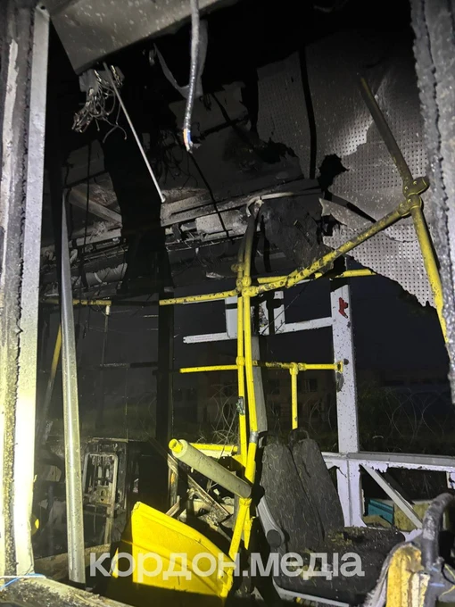 A damaged trolleybus