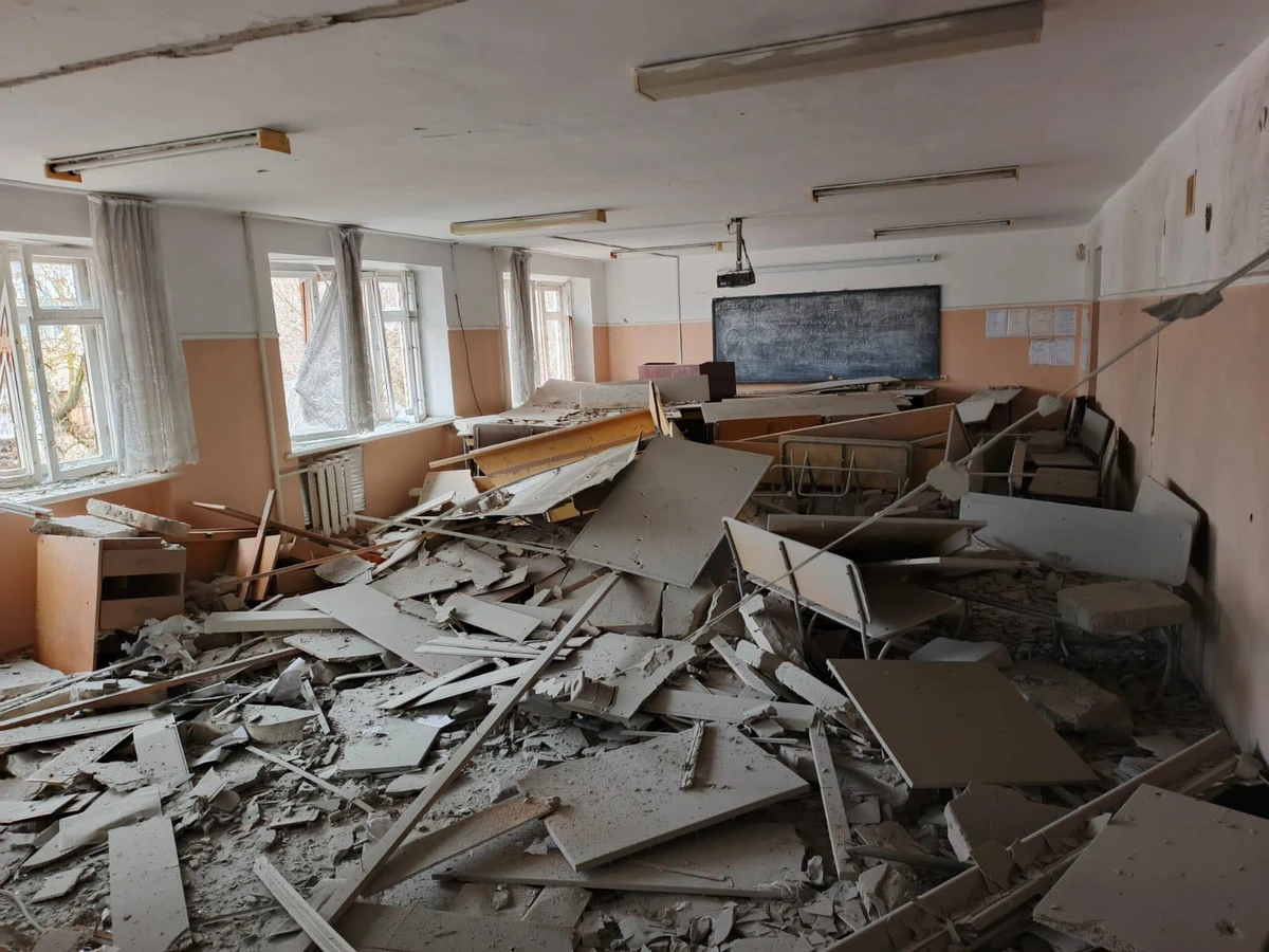 Aftermath of a Russian attack on Kherson State University.