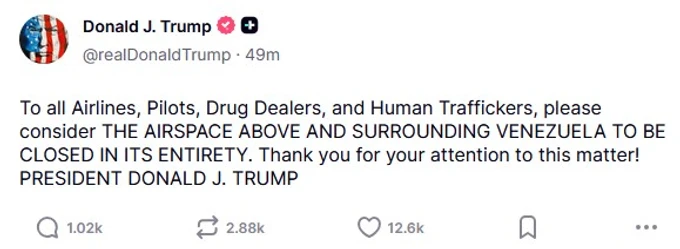пост Трампа в Truth Social