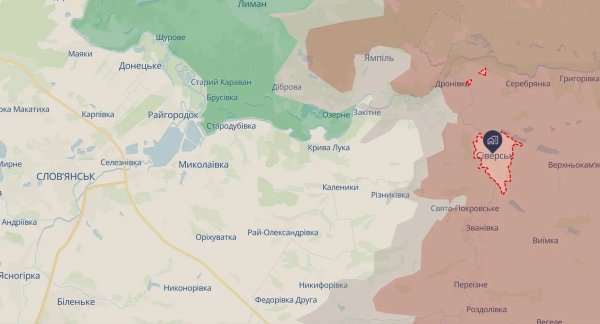 Район Северска на карте DeepState
